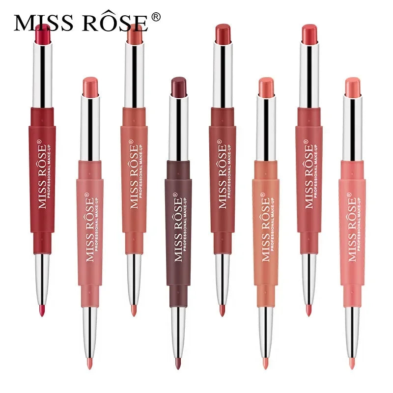 The Miss Rose Double-end Lipstick Lipgloss Pencil Makeup Long Lasting Tint Sexy Red Lip Stick Beauty Matte Lip Gloss Pen Cosmetic Double the Fun!