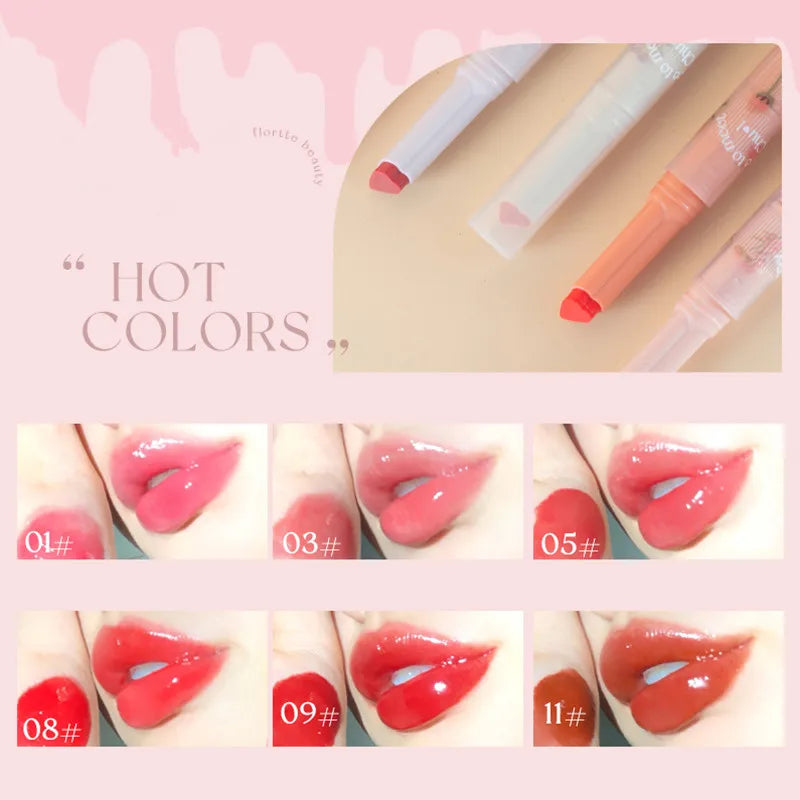 FLORTTE Crystal Lip Balm Jelly Lipstick Moisturizing Mirror Water Light Solid Lip Glaze Red Lip Tint Makeup Cosmetics New