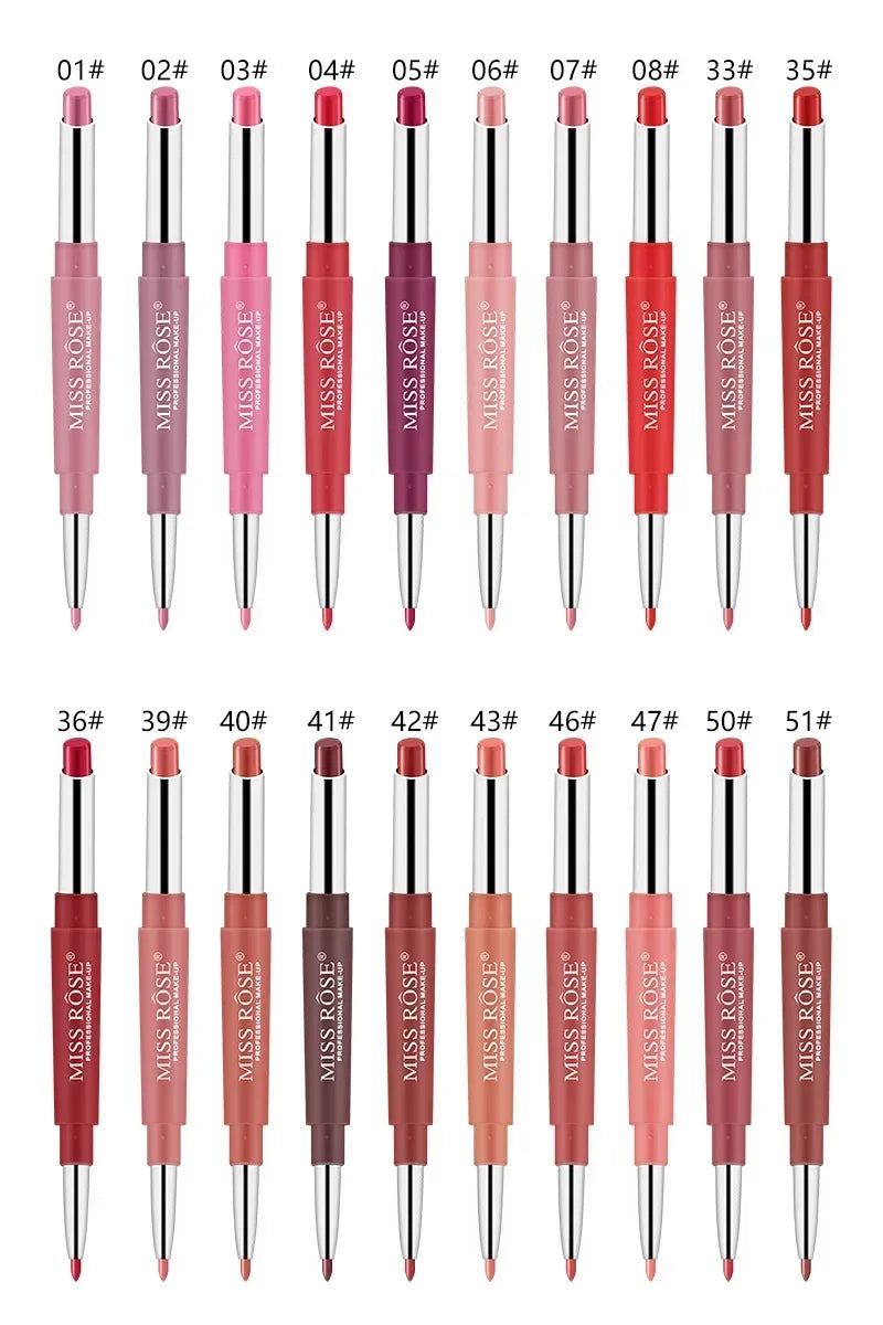 The Miss Rose Double-end Lipstick Lipgloss Pencil Makeup Long Lasting Tint Sexy Red Lip Stick Beauty Matte Lip Gloss Pen Cosmetic Double the Fun!