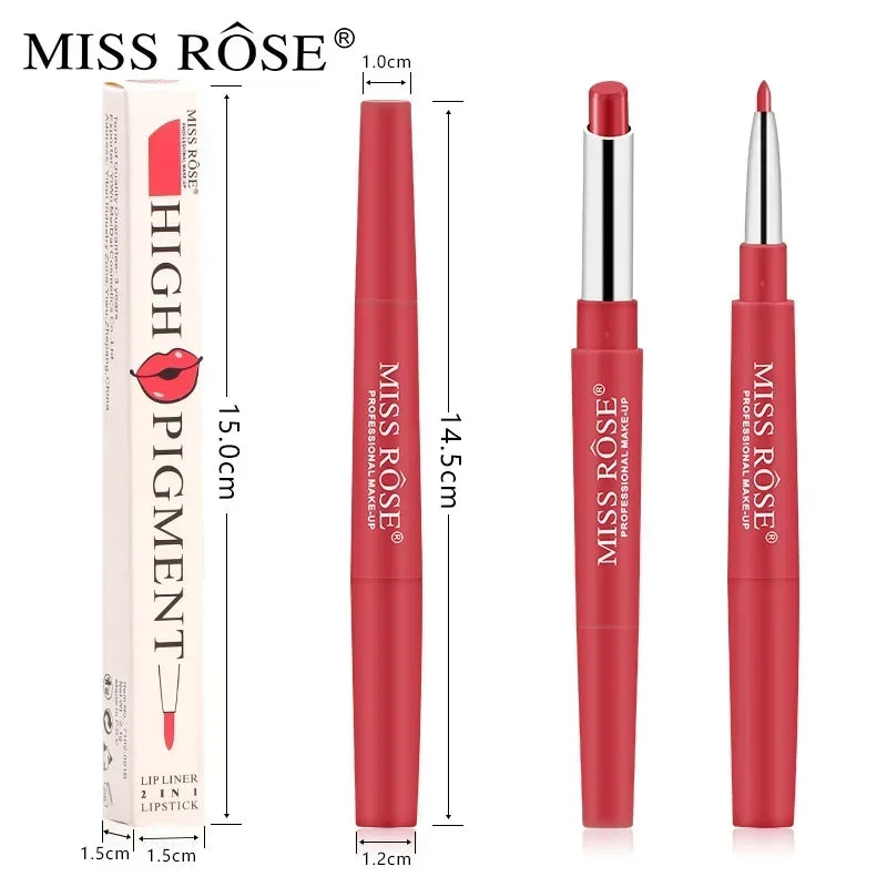 The Miss Rose Double-end Lipstick Lipgloss Pencil Makeup Long Lasting Tint Sexy Red Lip Stick Beauty Matte Lip Gloss Pen Cosmetic Double the Fun!