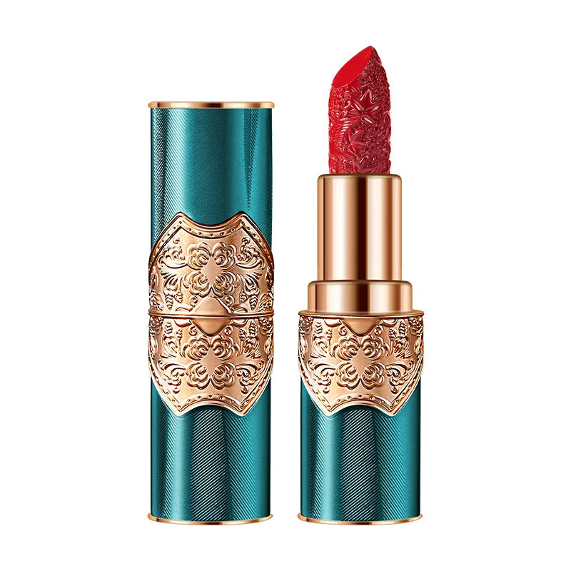 Retro Engraved Lipstick Red Engraved Velvet Mist Sense Moist Waterproof Non-Stick Cup Not Easy To Fade Lipstick Cosmetic